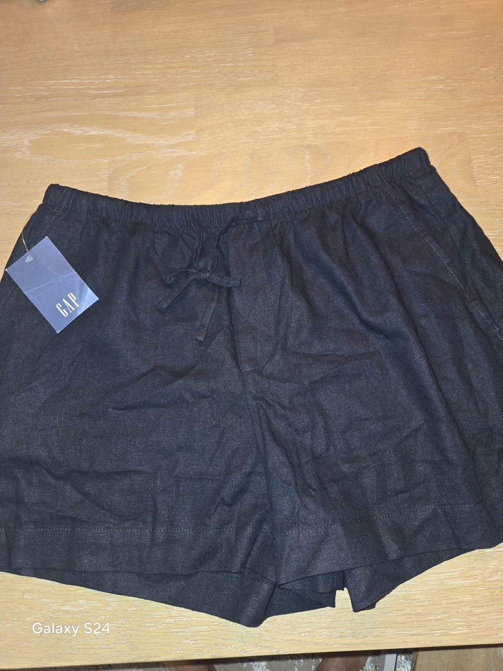 GAP Women’s Black Tie Waist Shorts Linen Pull On Short Sz L New